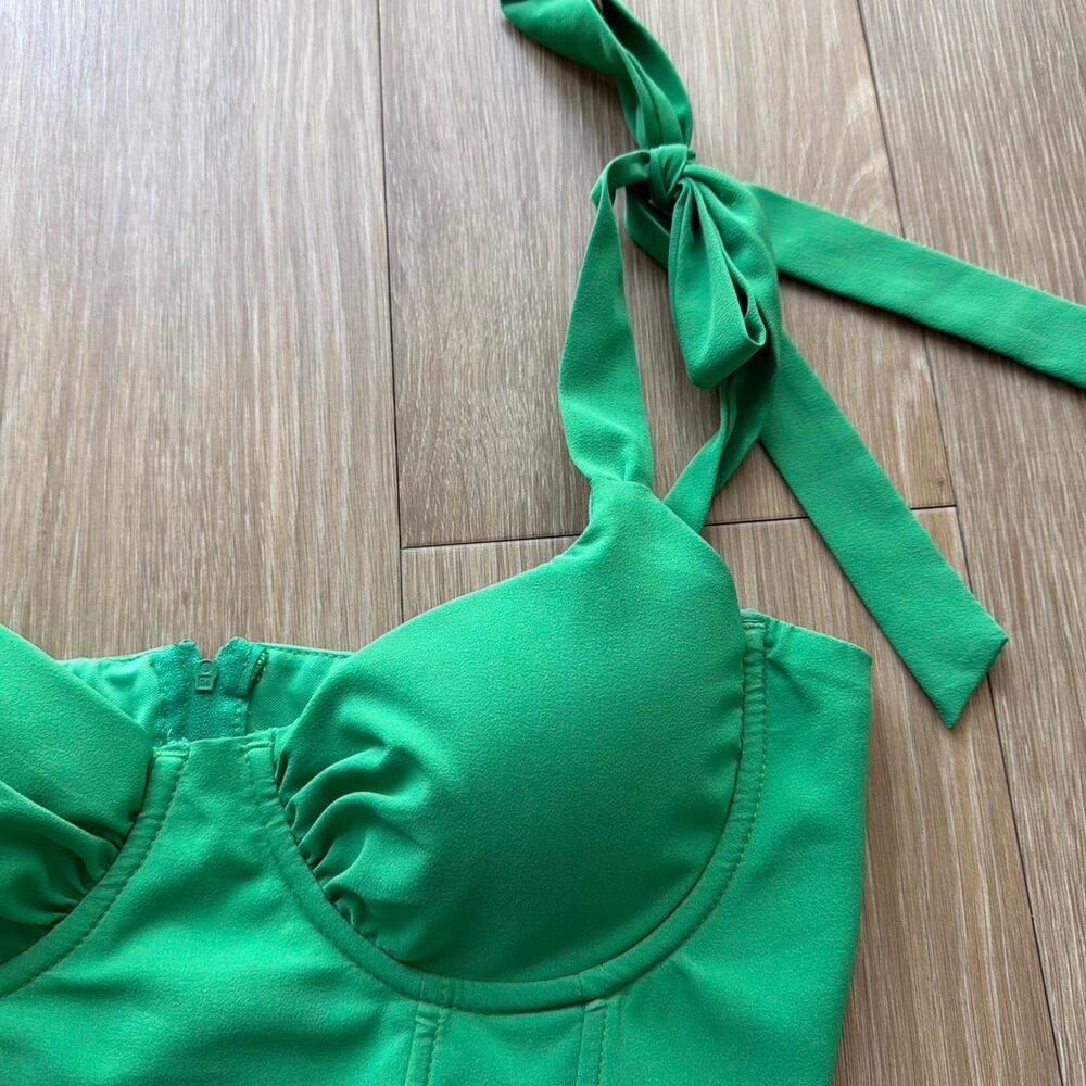 Green corset top with tie Size M - Picture 4 of 7